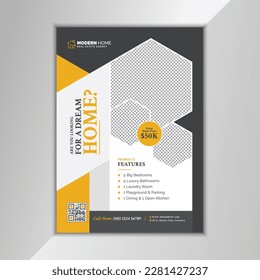 Modern, Creative, Elegant, Professional Real Estate Flyer Template Unique Design for Advertising, Print Ready Modern Home Sale Flyer Poster Leaflet for Property Business Agency
