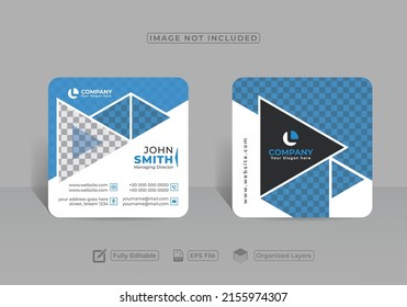 Modern Creative Elegant Rounded Double Sided Square Business Card Design Template