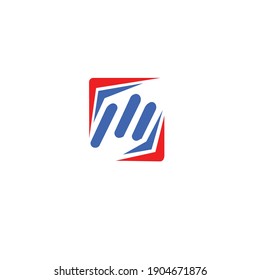 Modern creative elegant unique artistic red blue and white letter m based on initial logo icon