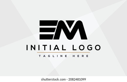 Modern Creative EM logo monogram. Typographic icon with letter M and letter E.