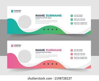 Modern creative email signature design template for business, corporate email signature design, email signature template vector. Colorful Email Signatures Template Vector Design.