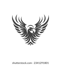 Modern and Creative Falcon Logo, Vector illustration isolated on white background, Falcon flying with open wings, Minimalist Bird logo, Eagle, Hawk, Flying Symbol, Trendy Logo design concept