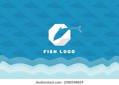 A modern and creative fish logo design featuring sleek lines and a dynamic shape. Perfect for seafood businesses, fishing brands, aquaculture, marine industries, and creative branding projects. 