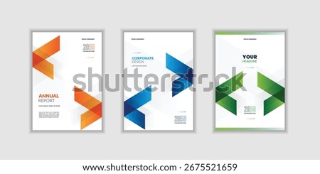 Modern creative folding ribbon theme book cover set template. A4 size book cover template for annual report, magazine, booklet, proposal, portfolio, brochure, poster