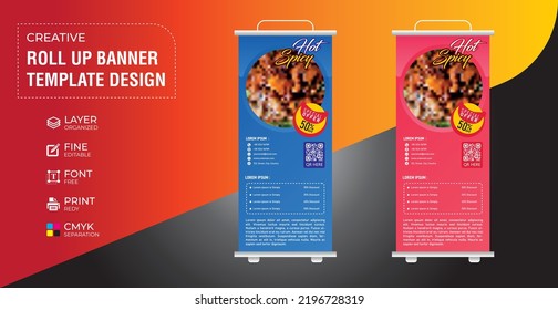 Modern Creative Food Promotion Roll Up Banner Template Flex Design