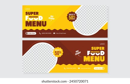 Modern creative food promotional facebook cover banner template design, restaurant social media advertising marketing timeline post banner design, set of editable high quality fully editable layouts