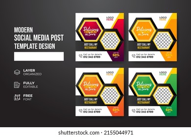 Modern and creative Food and restaurant social media post template