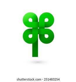 Modern creative four leaves Clover shape element. Best for Saint Patrick trefoil greeting card and logotypes.