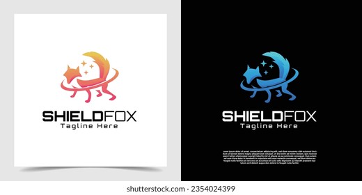 Modern creative fox pose icon logo concept vector design template