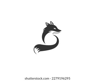 Modern Creative Fox And Wolf Silhouette Animal Mascot Logo Design Template Vector.