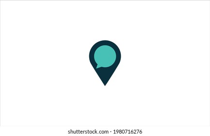 Modern creative full color pin map location chat icon logo design vector illustration template
