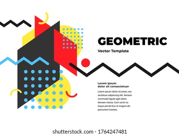 Modern creative geometric abstract background with copy space. Dynamic geometric shapes compositions, Flat and clean style, Applicable for any graphic works.
