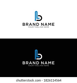 Modern creative geometric shape LB BL L B, minimal artistic black and blue color based on the initial logo icon letter.