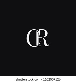 Modern creative geometric shaped CR RC C R artistic minimal black and white color initial based letter icon logo.