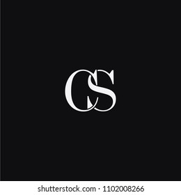 Modern creative geometric shaped CS SC C S artistic minimal black and white color initial based letter icon logo