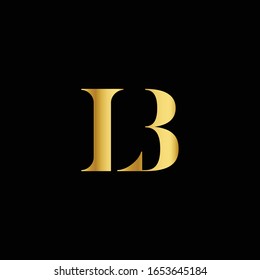 Modern creative geometric shaped LB BL L B artistic minimal black and gold color initial based letter icon logo template