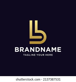 Modern creative geometric shaped LB BL L B artistic minimal black and golden color initial based letter icon logo.