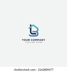 Modern creative geometric shaped LB BL L B artistic minimal black and blue home logo