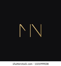 Modern creative geometric shaped MN NM M N artistic minimal black and golden color initial based letter icon logo