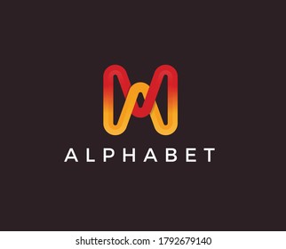 Modern creative geometric shaped MW WM M W artistic minimal black and golden color initial based letter icon logo