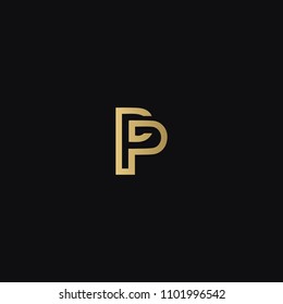Modern creative geometric shaped PP P artistic monogram black and golden color initial based letter icon logo.
