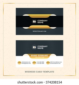 Modern Creative Golden Business Card Vector Template. Vector Illustration. Stationery Design. Gold and Black