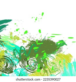 Modern creative green abstract wall art compositions. abstract Brush Stroke shapes and scribble line for your design.Grunge brush stroke and hand draw with  watercolor painting 