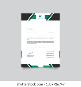 Modern Creative Green and Black Professional Letterhead Design Template vector illustration