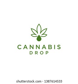 modern creative green cannabis leaf with extract hemp vector drop water logo design inspiration