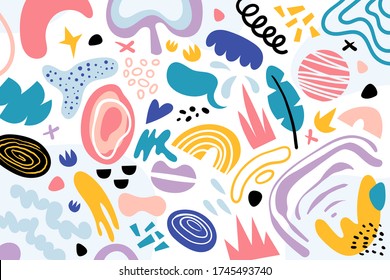 Modern and creative handmade abstract organic shapes background