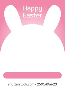 Modern creative Happy Easter greeting with a shining white rabbit on a light pink background