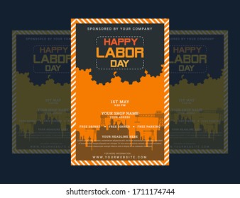 Modern and creative happy labor day celebration poster. May day print template design for corporate company