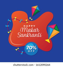Modern and Creative Happy Makar Sankranti Festival Background Decorated with Kites