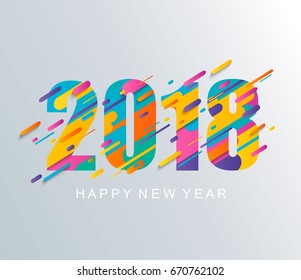 Modern creative happy new year 2018 design card. Vector illustration.