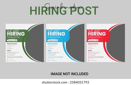 Modern and creative hiring square banner template design for social media post. We are hiring job vacancy for social media post banner design template with red color. We are hiring a job vacancy.