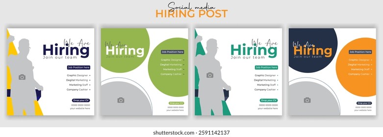 Modern and creative hiring square banner template design for social media post. We are looking to hire someone to create a square web banner.