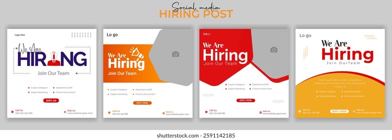 Modern and creative hiring square banner template design for social media post. We are looking to hire someone to create a square web banner.