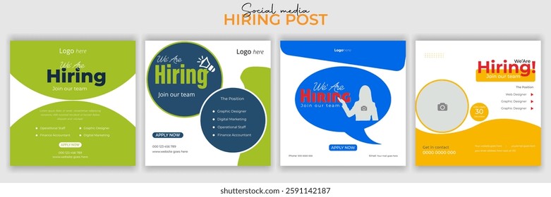 Modern and creative hiring square banner template design for social media post. We are looking to hire someone to create a square web banner.