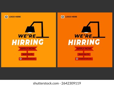 Modern and creative hiring square banner template design for social media post.We are hiring social media post design template.