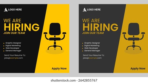 Modern and creative hiring square banner template design for social media post