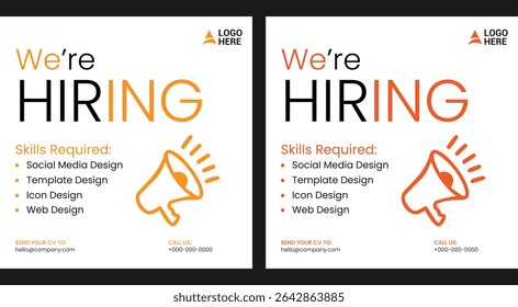 Modern and creative hiring square banner template design for social media post