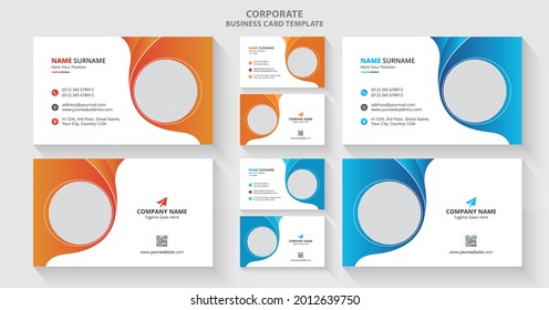 Modern Creative Horizontal Business Card Template, Professional Visiting Card Design Layout