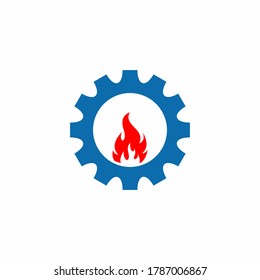 Modern Creative Hot Gear Fire Logo Design Illustration stock illustration