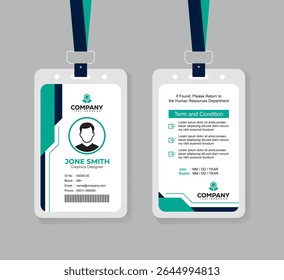 Modern Creative ID Card Design Template with QR Code for Staff and Business Use 