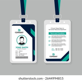 Modern Creative ID Card Design Template with QR Code for Staff and Business Use 