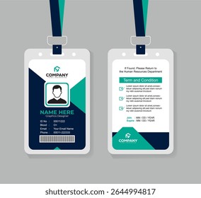Modern Creative ID Card Design Template with QR Code for Staff and Business Use 