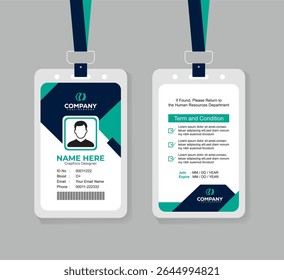 Modern Creative ID Card Design Template with QR Code for Staff and Business Use 