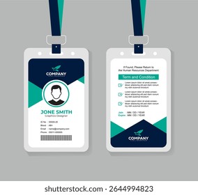 Modern Creative ID Card Design Template with QR Code for Staff and Business Use 