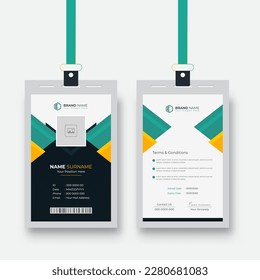 Modern and creative Id Card Layout with abstract shape professional corporate employee identity card template 