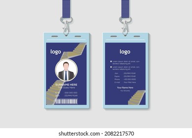 Modern And Creative ID Card Template. Vertical Double-sided Multipurpose For Company Stuff Identity Card Design. Vector Illustration